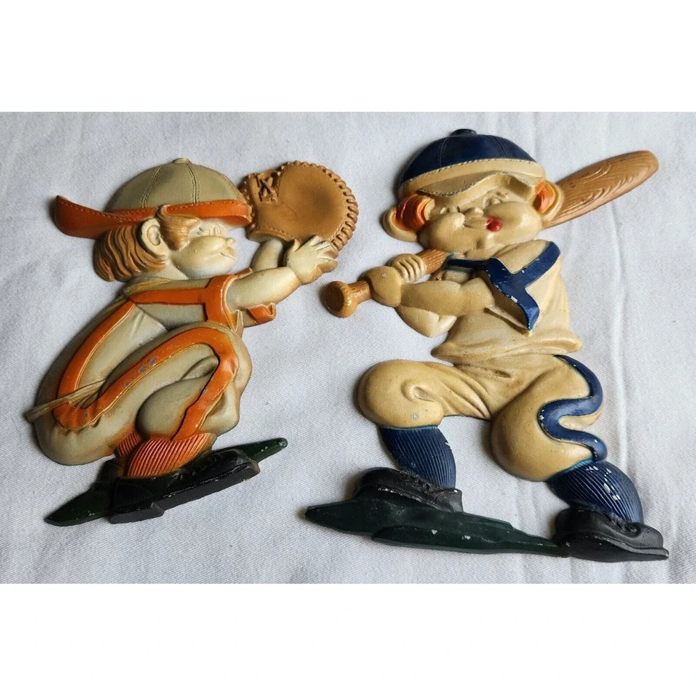 Sexton 1970's Cast Metal‎ Baseball Players Wall Paque